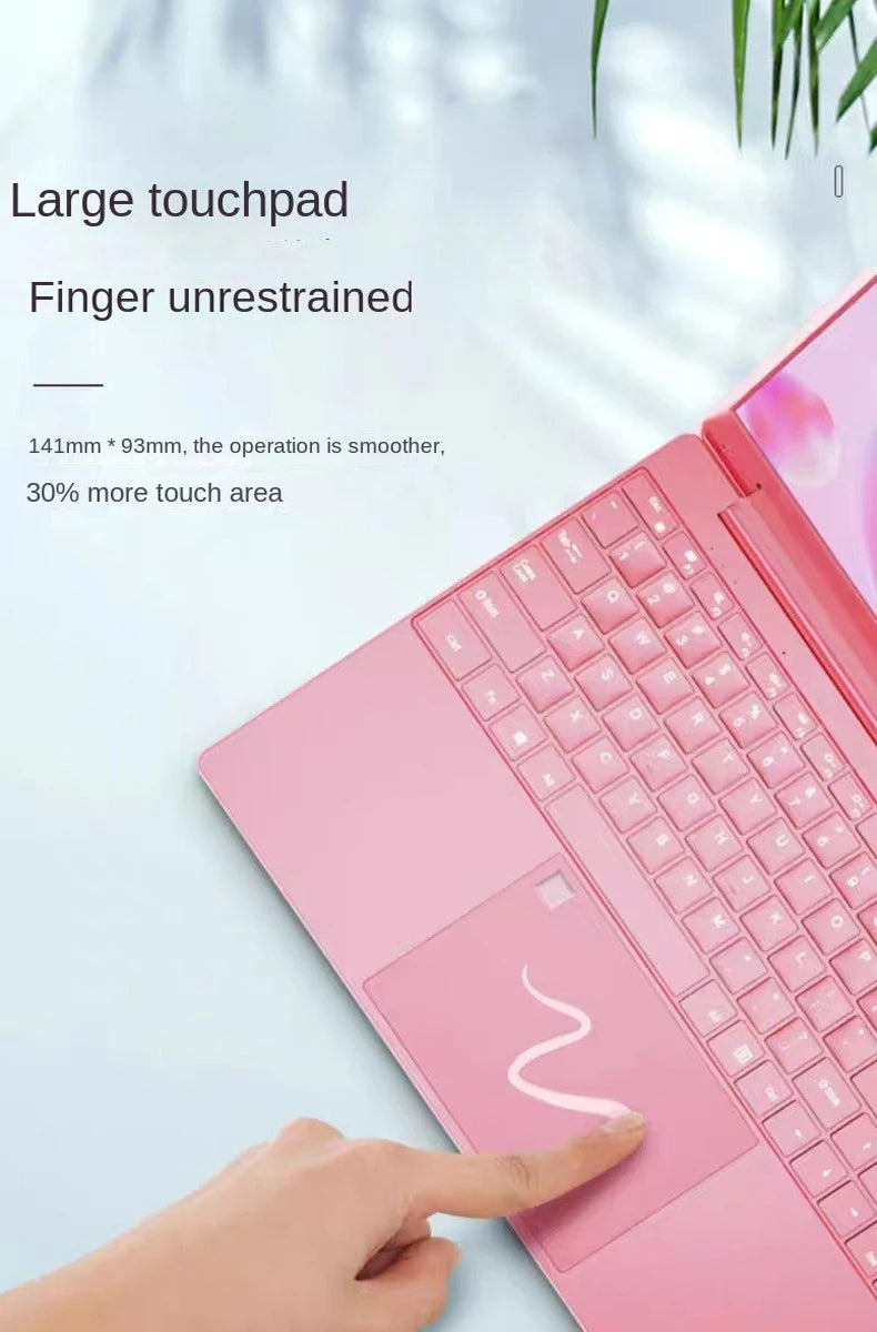 15.6 Inch Pink Laptop Windows 11 10 Pro 1920*1080 Cheap Portable Intel Laptop D4 12G RAM 128GB/256GB/512GB/1TB SSD HDMI Port