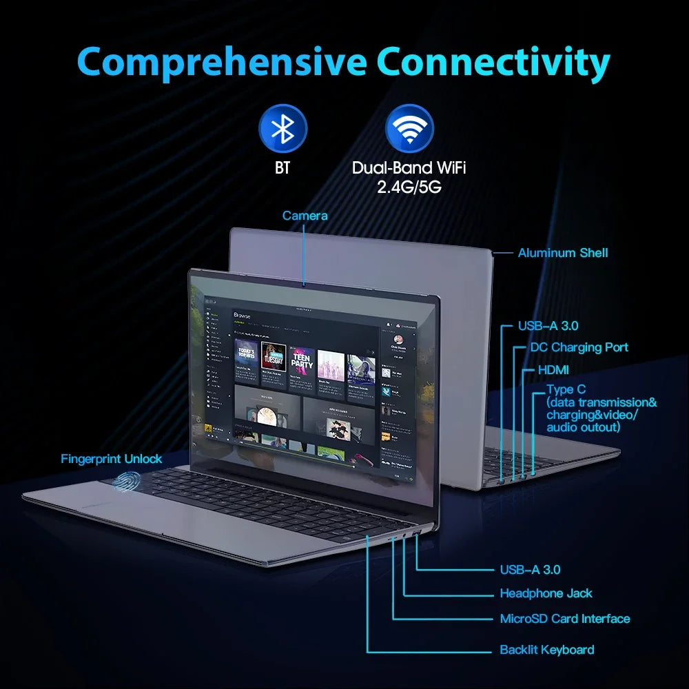 GXMO 15.6 inch FHD  IPS  Laptop AMD Ryzen7 5700u laptop 9000Mah  Gaming Laptop  Backlight Keyboard 1MP webcam  32GB 1TB NVME SSD